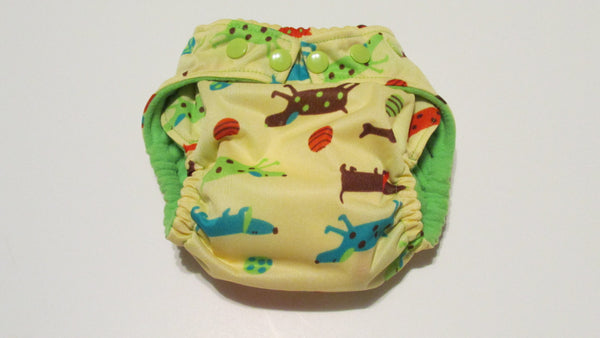 Spotty Dogs on Cream Print pocket palz-Fruit of the Womb Diapers