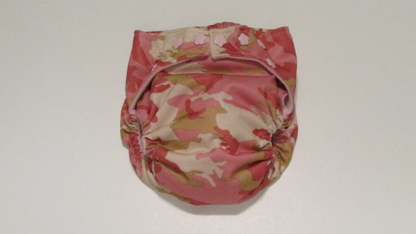 Pocket Palz Pocket Diaper in Pink and Tan Camo print-Fruit of the Womb Diapers